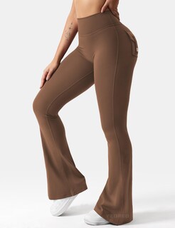 Foto 4 | Foto 4 | Leggins Yeoreo Brittany Flare Con Bolsillos Para Mujer Color Marrón Xs - Venta Internacional.