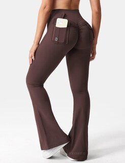 Foto 2 | Foto 2 | Leggins Yeoreo Brittany Flare Con Bolsillos Para Mujer Color Marrón Ciruela S - Venta Internacional.