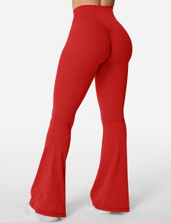 Foto 3 | Foto 3 | Leggins Acampanados Yeoreo Kalie Scrunch Rojos Para Mujer - Venta Internacional.