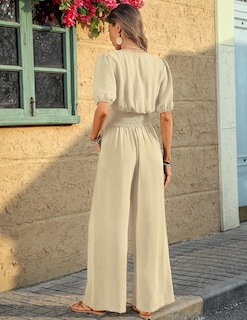 Foto 3 | Foto 3 | Mono Lookboho 2025 De Verano De Manga Corta Con Cuello En V Para Mujer - Venta Internacional.
