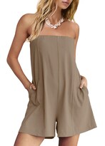 Pantalón Corto Sin Tirantes Reachme Para Mujer  Color Caqui  Con Bolsillos - Venta Internacional.