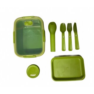 Foto 2 | Foto 2 | Recipiente De Plástico Para Alimentos Con Cubertería Green Taper - Venta Internacional.