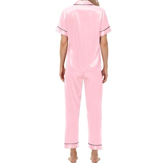 Foto 3 | Foto 3 | Conjunto De Pijama Exemaba Top Y Pantalones De Satén De Manga Corta Para Mujer - Venta Internacional.