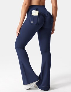 Foto 2 | Foto 2 | Leggins Yeoreo Brittany Flare Con Bolsillos Para Mujer Color Azul Marino Xxl - Venta Internacional.