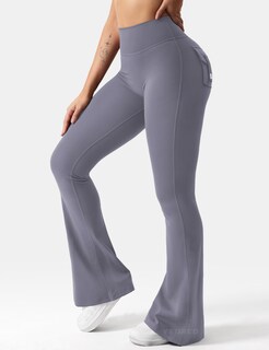 Foto 2 | Foto 2 | Leggins Yeoreo Brittany Flare Con Bolsillos Para Mujer  Azul Y Gris  Xl - Venta Internacional.