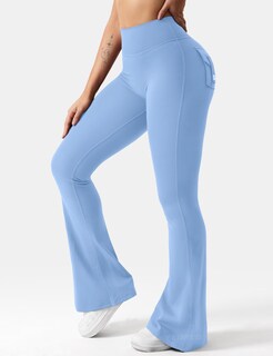 Foto 4 | Foto 4 | Leggins Yeoreo Brittany Flare Con Bolsillos Para Mujer Color Azul Claro Talla M - Venta Internacional.
