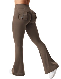 Foto 1 | Foto 1 | Leggins Yeoreo Brittany Flare Con Bolsillos Para Mujer Color Café L - Venta Internacional.