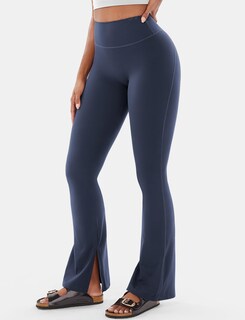 Foto 2 | Foto 2 | Leggins Voyjoy Para Mujer Dobladillo Dividido Cintura Alta Acampanados Azul Marino - Venta Internacional.