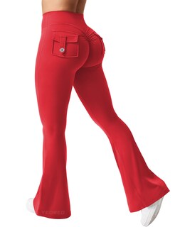 Foto 1 | Foto 1 | Leggins Yeoreo Brittany Flare Con Bolsillos Para Mujer Color Rojo Xl - Venta Internacional.
