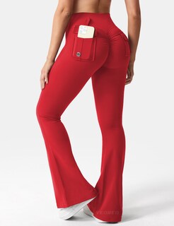 Foto 2 | Foto 2 | Leggins Yeoreo Brittany Flare Con Bolsillos Para Mujer Color Rojo Xl - Venta Internacional.