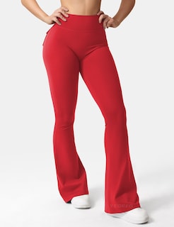 Foto 3 | Foto 3 | Leggins Yeoreo Brittany Flare Con Bolsillos Para Mujer Color Rojo Xl - Venta Internacional.