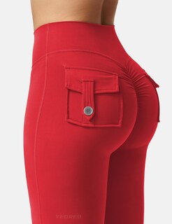 Foto 5 | Foto 5 | Leggins Yeoreo Brittany Flare Con Bolsillos Para Mujer Color Rojo Xl - Venta Internacional.