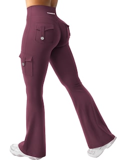 Foto 1 | Foto 1 | Leggins Yeoreo Workout Flare Con Bolsillos  Cintura Alta  Color Cereza Oscuro - Venta Internacional.