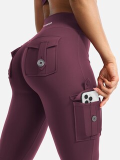 Foto 4 | Foto 4 | Leggins Yeoreo Workout Flare Con Bolsillos Cintura Alta Color Cereza Oscuro - Venta Internacional.