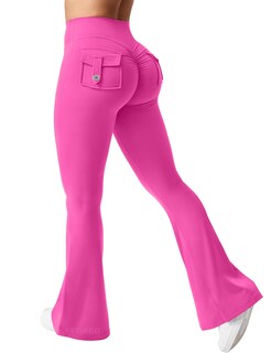 Foto 1 | Foto 1 | Leggins Yeoreo Brittany Flare Con Bolsillos Para Mujer  Color Rosa Y Rojo L - Venta Internacional.