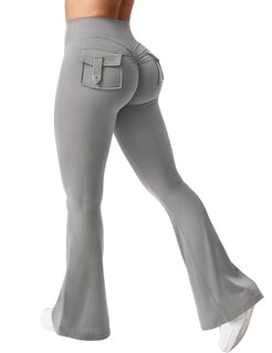 Foto 1 | Foto 1 | Leggins Yeoreo Brittany Flare Con Bolsillos Para Mujer Color Gris Claro Talla Xs - Venta Internacional.