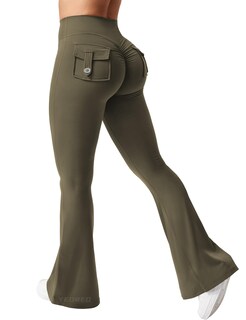 Foto 1 | Foto 1 | Leggins Yeoreo Brittany Flare Con Bolsillos Para Mujer  Color Verde Militar  Talla M - Venta Internacional.