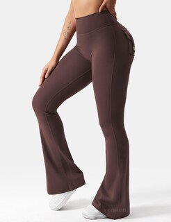 Foto 4 | Foto 4 | Leggins Yeoreo Brittany Flare Con Bolsillos Para Mujer  Color Marrón Ciruela - Venta Internacional.