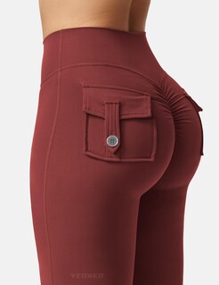 Foto 5 | Foto 5 | Leggins Yeoreo Brittany Flare Con Bolsillos Para Mujer Color Burdeos Talla L - Venta Internacional.