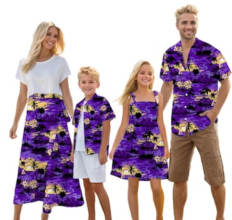 Foto 1 | Foto 1 | Trajes Hawaianos A Juego Cromoncent Family Color Morado Talla Grande - Venta Internacional.