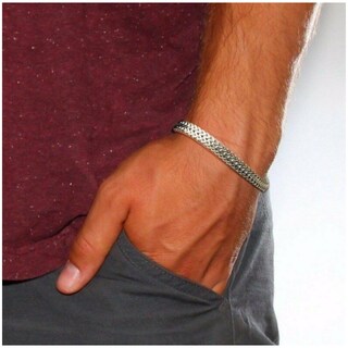 Foto 2 | Foto 2 | Pulsera De Acero Quirúrgico Para Hombre 21 Cm De Longitud 28 G Color Plateado - Venta Internacional.