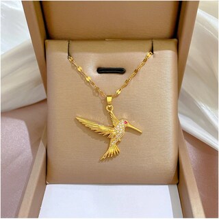 Foto 2 | Foto 2 | Collar Dymon Cadena Con Forma De Colibrí En Acero Inoxidable En Oro De 18 Quilates - Venta Internacional.