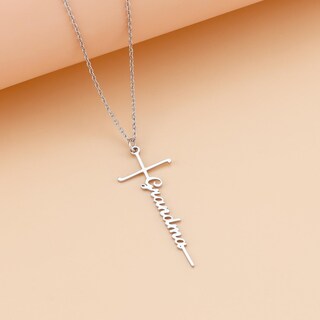 Foto 3 | Foto 3 | Collar Lcherry Con Colgante En Forma De Cruz Con Forma De Abuela Acero Inoxidable 45 Cm - Venta Internacional.