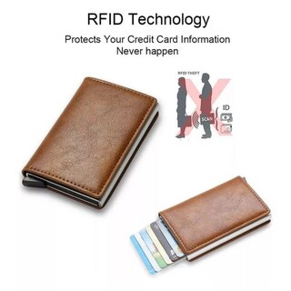 Foto 5 | Foto 5 | Tarjetero Cartera Tarjetero Rfid Para Hombre Color Marrón - Venta Internacional.