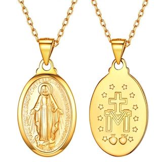 Foto 1 | Foto 1 | Collar De Plata De Ley 925 U7 Bañado En Oro De 18 Quilates Con La Virgen María - Venta Internacional.