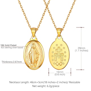 Foto 4 | Foto 4 | Collar De Plata De Ley 925 U7 Bañado En Oro De 18 Quilates Con La Virgen María - Venta Internacional.