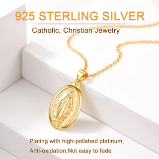 Foto 7 | Foto 7 | Collar De Plata De Ley 925 U7 Bañado En Oro De 18 Quilates Con La Virgen María - Venta Internacional.