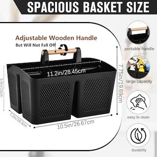 Foto 2 | Foto 2 | Cesta De Baño De Plástico Con 3 Compartimentos  Color Negro - Venta Internacional.