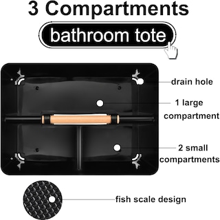 Foto 3 | Foto 3 | Cesta De Baño De Plástico Con 3 Compartimentos  Color Negro - Venta Internacional.