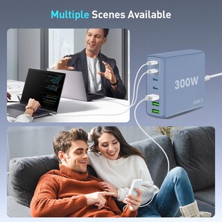 Foto 7 | Foto 7 | Cargador Rápido Usb C 300 W 7 Puertos Estación De Carga Hub Azul - Venta Internacional.