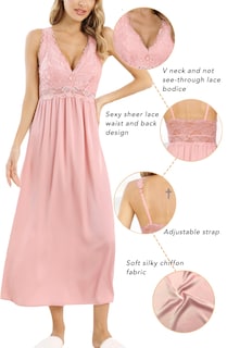 Foto 3 | Foto 3 | Camisón Alcea Rosea De Satén De Seda Con Encaje Para Mujer Rosa Xxl - Venta Internacional.