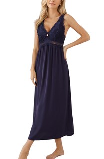 Foto 1 | Foto 1 | Camisón Alcea Rosea De Satén De Seda Con Encaje Para Mujer Color Azul Marino - Venta Internacional.