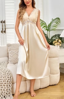 Foto 6 | Foto 6 | Camisón Alcea Rosea Para Mujer Seda Satén Y Encaje Color Champán - Venta Internacional.