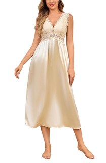 Foto 1 | Foto 1 | Camisón Alcea Rosea Para Mujer Seda Satén Y Encaje Color Champán - Venta Internacional.