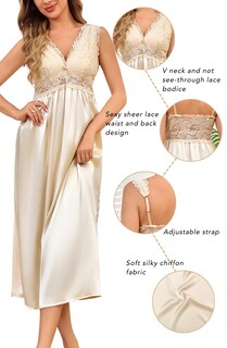 Foto 3 | Foto 3 | Camisón Alcea Rosea Para Mujer Seda Satén Y Encaje Color Champán - Venta Internacional.