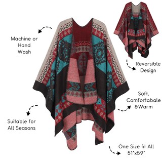 Foto 5 | Foto 5 | Poncho Pameila Para Mujer De Viaje A Cuadros Con La Parte Delantera Abierta De Shawl Wraps - Venta Internacional.