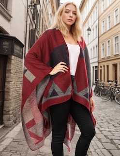 Foto 4 | Foto 4 | Poncho Pameila Para Mujer De Viaje A Cuadros Con La Parte Delantera Abierta De Shawl Wraps - Venta Internacional.