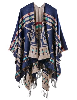 Foto 1 | Foto 1 | Poncho Pameila Para Mujer De Viaje A Cuadros Con La Parte Delantera Abierta De Shawl Wraps - Venta Internacional.
