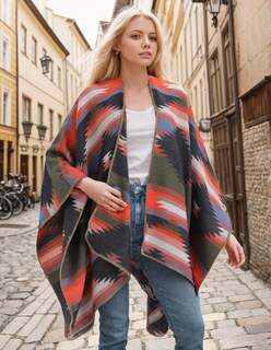 Foto 6 | Foto 6 | Poncho Pameila Para Mujer De Viaje A Cuadros Con La Parte Delantera Abierta De Shawl Wraps - Venta Internacional.