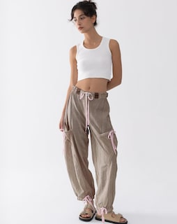 Foto 6 | Foto 6 | Pantalones Ezapine Streetwear Y2k A Rayas Para Mujer Color Caqui - Venta Internacional.