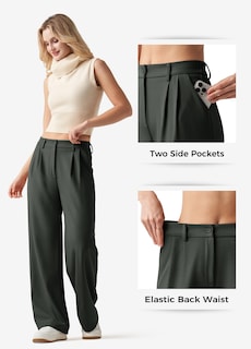 Foto 4 | Foto 4 | Pantalones De Trabajo Willit De Pierna Ancha Y Cintura Alta Para Mujer 28 Forest Xxl - Venta Internacional.