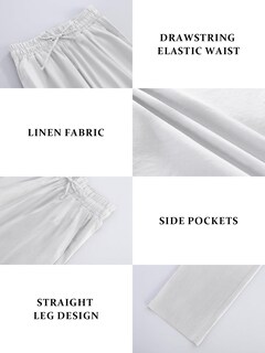 Foto 5 | Foto 5 | Pantalones Jekaoyi Para Mujer  Cintura Alta  Con Cordón  Pierna Recta  Blancos - Venta Internacional.
