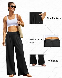 Foto 5 | Foto 5 | Pantalones Palazzo Fireswan Para Mujer  Pierna Ancha  Tela Gofrada Negra - Venta Internacional.