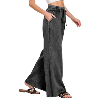 Foto 4 | Foto 4 | Pantalones Deportivos Ainangua Acid Wash Palazzo Para Mujer Color Negro - Venta Internacional.