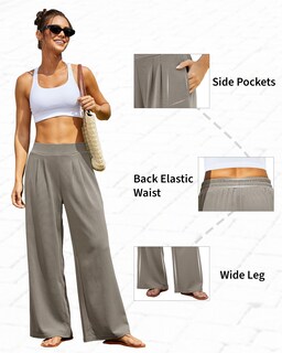 Foto 5 | Foto 5 | Pantalones Palazzo Fireswan Para Mujer  Cintura Alta Y Elástica  Color Marrón - Venta Internacional.