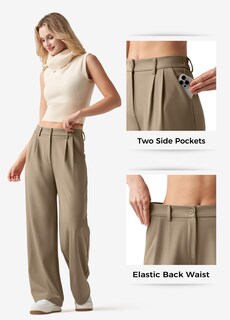 Foto 4 | Foto 4 | Pantalones De Trabajo Willit De Pierna Ancha Y Cintura Alta Para Mujer Talla S - Venta Internacional.